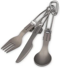 Navaris Campingbestek Van Titanium - Set Met Vork, Mes En Lepel - Inklapbaar - Bestekset Voor Onderweg - Inclusief Karabijnhaak En Bewaarzakje -Buitenkampeer Winkel 1057x1200 1