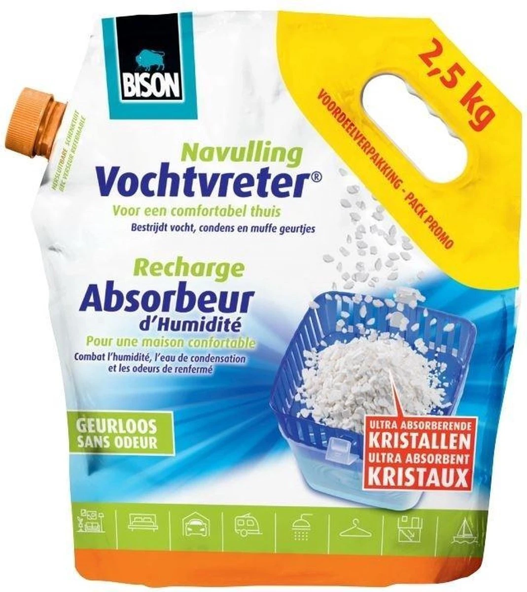 Bison Vochtvreter Losse Kristallen Navulling - 2,5 Kg 4 Bison Vochtvreter Losse Kristallen Navulling - 2,5 Kg - Afbeelding 2