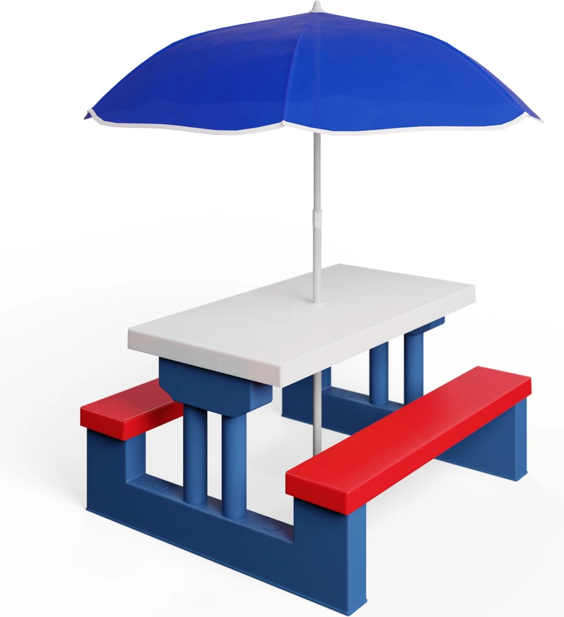 Merkloos Kinder Picknicktafel Met Parasol - Blauw 10 Merkloos Kinder Picknicktafel Met Parasol - Blauw - Afbeelding 8