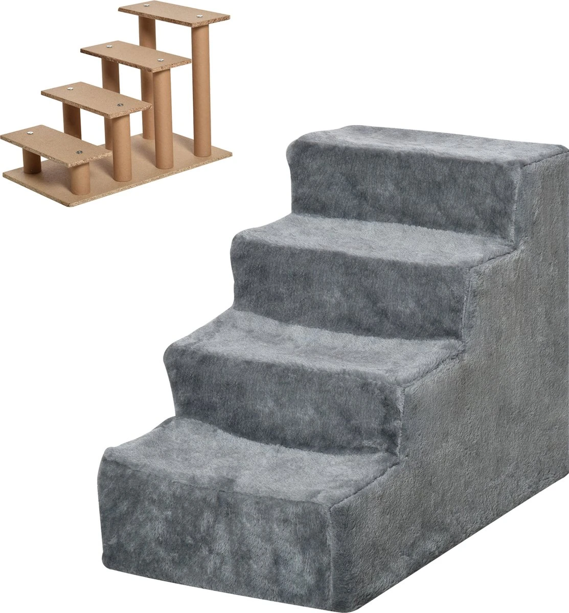 PawHut Huisdierentrap Hondentrap Met 4 Treden Kattentrap Met Afneembare Pluchen Hoes D06-091 12 PawHut Huisdierentrap Hondentrap Met 4 Treden Kattentrap Met Afneembare Pluchen Hoes D06-091 - Afbeelding 10