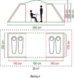Coleman Bering 4 Vis-a-Vis Tent - Familietent - 4-Persoons - Groen -Buitenkampeer Winkel 1136x1200 2