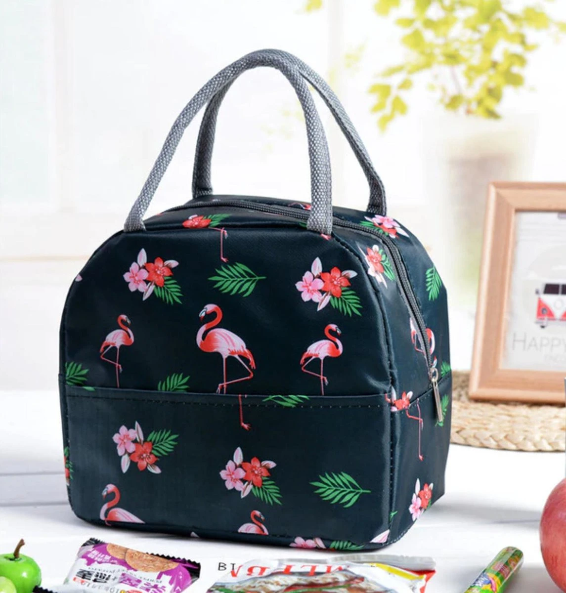 Koeltas - Lunchtas - Volwassenen En Kinderen - Compact & Handig: Zomer - Picknick -School - Lunch - Werk - Zwart Flamingo 8 Koeltas - Lunchtas - Volwassenen En Kinderen - Compact & Handig: Zomer - Picknick -School - Lunch - Werk - Zwart Flamingo - Afbeelding 6