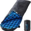 Skandika Dundee Flannel-L Slaapzak – Mummmieslaapzakken – Slaapzakken Volwassen - Maat M – Unisex - Katoen, Luxe Kwaliteit, Dubbele Slaapzak, 3 Seizoenen, Tot -20°C - 220 X 80 Cm - Outdoor Kampeerslaapzak – Ritssluiting Links - Zwart/blauw -Buitenkampeer Winkel 1151x1200 3