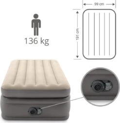 Intex Prime Comfort - Luchtbed - 1-Persoons - 99x191x51 Cm (BxLxH) - Grijs - Met Ingebouwde Motorpomp -Buitenkampeer Winkel 1167x1200 3