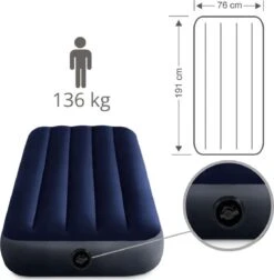 Intex Luchtbedset Intex Luchtbed - 1-Persoons - 76 X 191 X 25 Cm - Blauw + Intex Elektrische Pomp - 650 Liter/min + Hoeslaken Antraciet + Reparatieset -Buitenkampeer Winkel 1175x1200 4