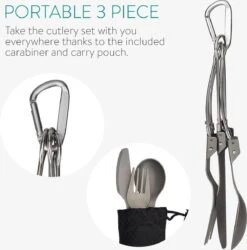 Navaris Campingbestek Van Titanium - Set Met Vork, Mes En Lepel - Inklapbaar - Bestekset Voor Onderweg - Inclusief Karabijnhaak En Bewaarzakje -Buitenkampeer Winkel 1184x1200 4