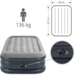 Intex Luchtbed - 1-Persoons - 99 X 191 X 42 Cm - Grijs - Met Pomp, Hoeslaken Zwart En Reparatieset -Buitenkampeer Winkel 1189x1200 4