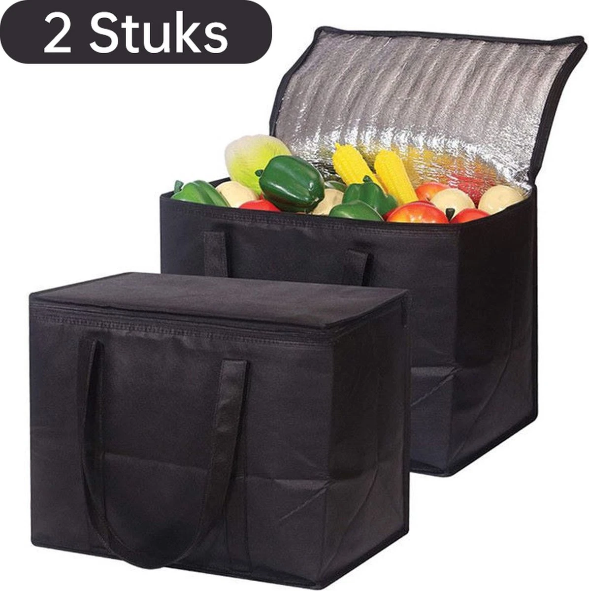 Merkloos 2 Stuks Geïsoleerde Koeltas Met Bodemplaat - Zwart 3 Merkloos 2 Stuks Geïsoleerde Koeltas Met Bodemplaat - Zwart