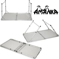 Aluminium Kampeertafel 120x60cm - Campingtafel Inklapbaar - 3-voudig Verstelbare Vouwtafel Antraciet -Buitenkampeer Winkel 1198x1200 1
