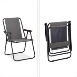 Relaxdays Campingstoel Inklapbaar Set Van 2 - Klapstoel 100 Kg - Visstoel Met Armleuningen - Grijs -Buitenkampeer Winkel 1198x1200