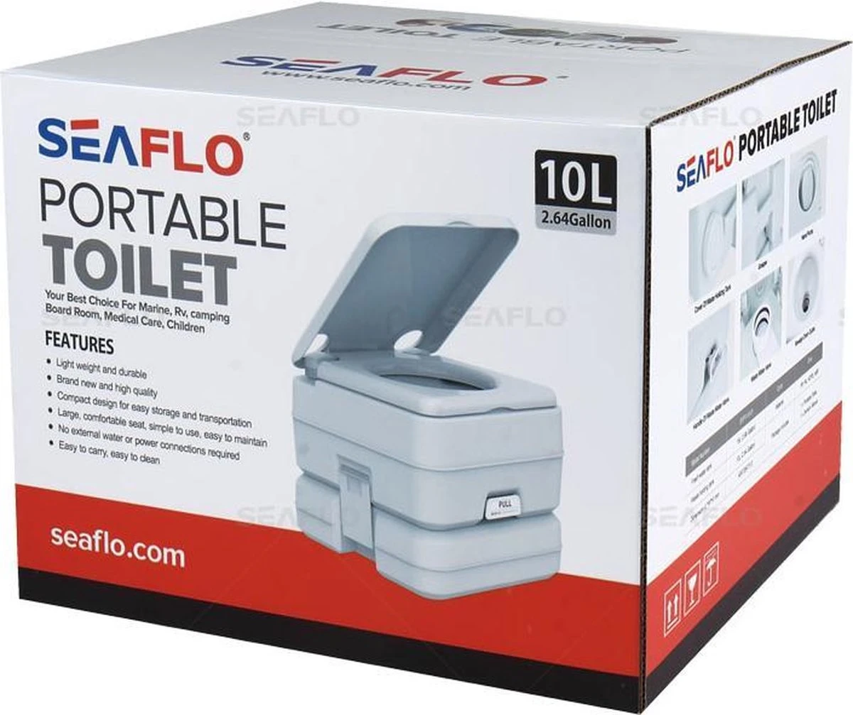 SeaFlo Portable Toilet - Meeneembaar Toilet - Draagbaar Toilet - Chemisch Toilet 10liter - Camping Toilet 10l - WC 5 SeaFlo Portable Toilet - Meeneembaar Toilet - Draagbaar Toilet - Chemisch Toilet 10liter - Camping Toilet 10l - WC - Afbeelding 3
