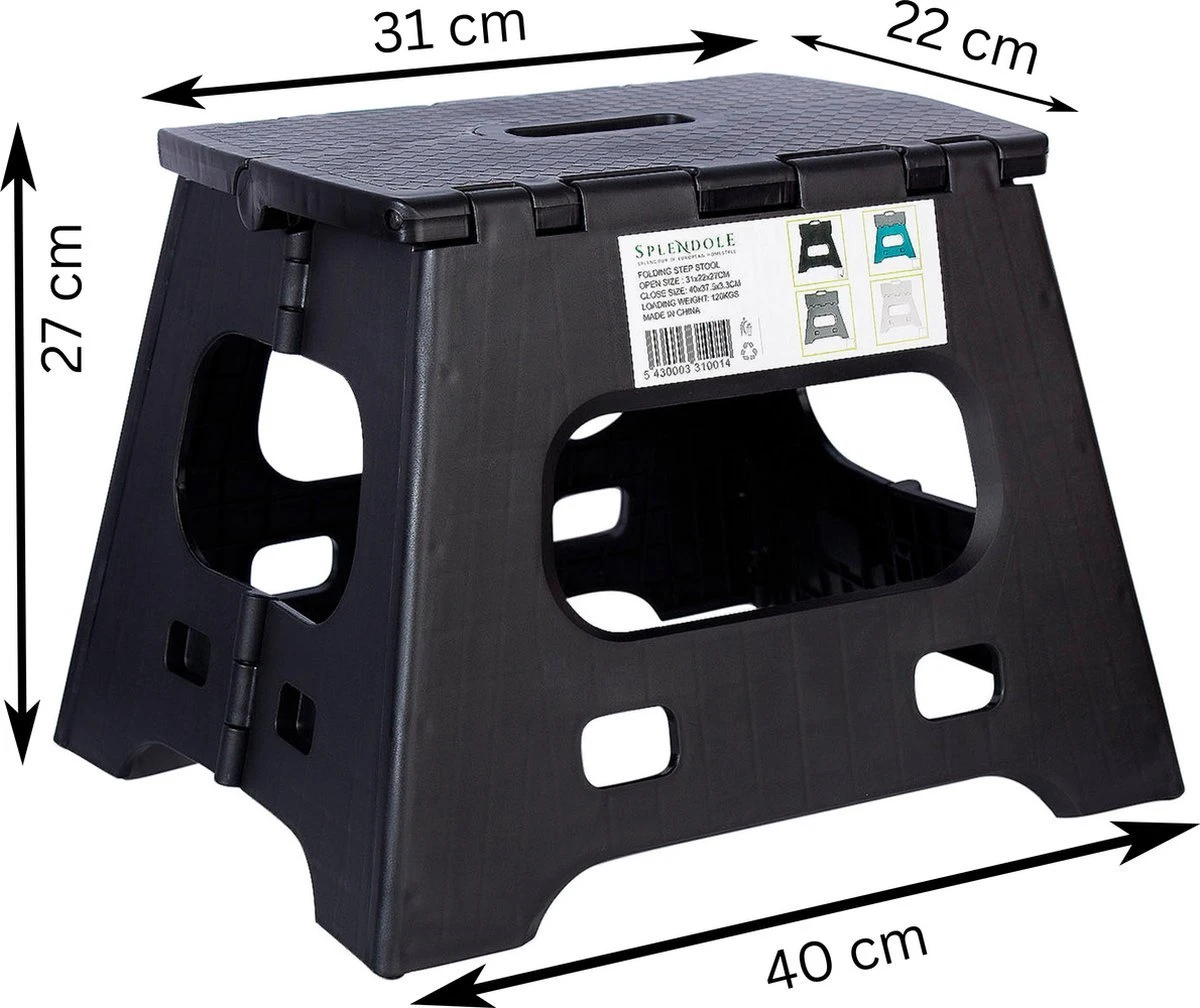 Splendole Opstapje Inklapbaar Caravanopstapje - Opvouwbaar - 120 Kg - 27 Cm Krukje Zwart 4 Splendole Opstapje Inklapbaar Caravanopstapje - Opvouwbaar - 120 Kg - 27 Cm Krukje Zwart - Afbeelding 2