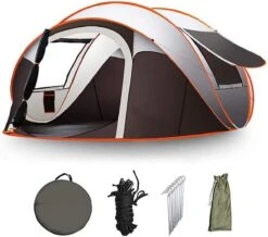 Fly Lab Luxe Pop Up Tent - Kampeer Tent - Grijs/Oranje - 4 Persoons -Buitenkampeer Winkel 1200x1059 2