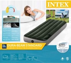 Intex Luchtbed - 1-Persoons - 76 X 191 X 25 Cm - Groen - Met Ingebouwde Voetpomp + Hoeslaken Antraciet + Reparatieset -Buitenkampeer Winkel 1200x1064 4