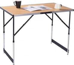 Kamyra® Campingtafel Inklapbaar - Kampeertafel, Partytafel - Opvouwbaar, Lichtgewicht & In Hoogte Verstelbaar - Aluminium/Hout -Buitenkampeer Winkel 1200x1066