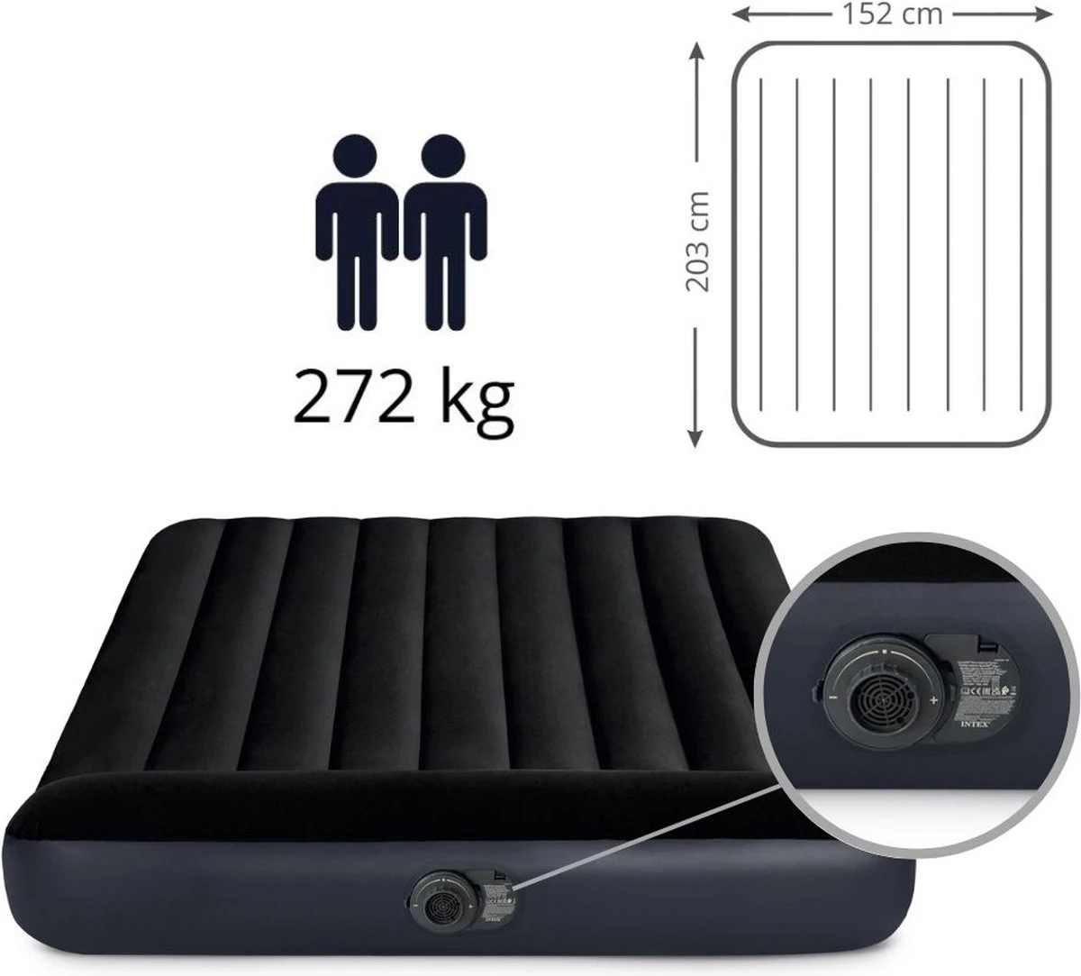 Intex Pillow Rest Classic Queen Luchtbed - 2-persoons - 152x203x25 Cm 22 Intex Pillow Rest Classic Queen Luchtbed - 2-persoons - 152x203x25 Cm - Afbeelding 20