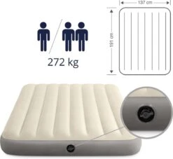 Intex Luchtbedset Intex Luchtbed - Twijfelaar - 137 X 191 X 25 Cm - Beige + Intex Elektrische Pomp - 650 Liter/min + Hoeslaken Zwart + Reparatieset -Buitenkampeer Winkel 1200x1102 1