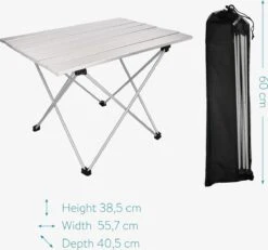 Navaris Campingtafel - Inklapbaar Campingtafeltje Van Aluminium - Opvouwbare Tafel Inclusief Draagtas - Picknicktafel - Zilver -Buitenkampeer Winkel 1200x1120 1