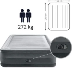 Intex Luchtbed - 2-Persoons - 152 X 203 X 33 Cm - Grijs - Met Ingebouwde Pomp, Hoeslaken Wit En Reparatieset -Buitenkampeer Winkel 1200x1138 2