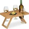 Relaxdays Opvouwbare Picknick Wijntafel - 4 Wijnglazenhouders - Bamboe Dienbladtafel Klein -Buitenkampeer Winkel 1200x1143