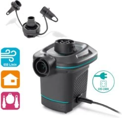 Intex Luchtbedset Intex Luchtbed - 1-Persoons - 76 X 191 X 25 Cm - Blauw + Intex Elektrische Pomp - 650 Liter/min + Hoeslaken Antraciet + Reparatieset -Buitenkampeer Winkel 1200x1155 8