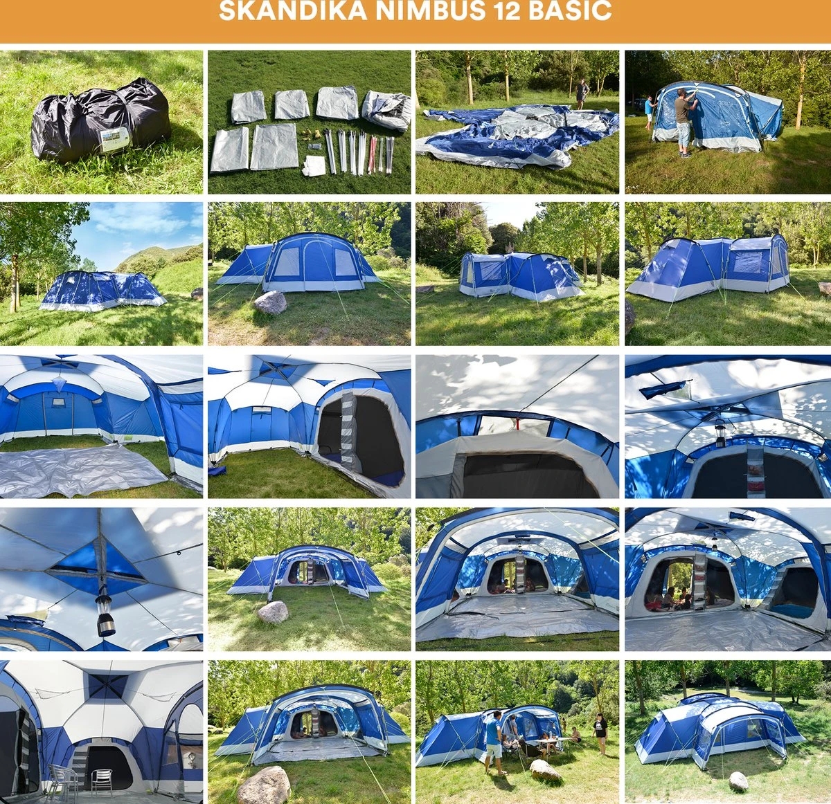 Skandika Nimbus Sleeper 12 Tent – Koepeltenten – 12 Persoons Familietent - Campingtent – Muggengaas – Sleeper Technology (3 Extra Donkere Slaapcabines) – 760 X 630 X 215 Cm (LxBxH) – 5000 Mm Waterkolom – Camping, Tuin – Kamperen – Blauw/wit 8 Skandika Nimbus Sleeper 12 Tent – Koepeltenten – 12 Persoons Familietent - Campingtent – Muggengaas – Sleeper Technology (3 Extra Donkere Slaapcabines) – 760 X 630 X 215 Cm (LxBxH) – 5000 Mm Waterkolom – Camping, Tuin – Kamperen – Blauw/wit - Afbeelding 6