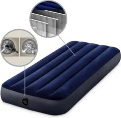 Intex Luchtbedset Intex Luchtbed - 1-Persoons - 76 X 191 X 25 Cm - Blauw + Intex Elektrische Pomp - 650 Liter/min + Hoeslaken Antraciet + Reparatieset -Buitenkampeer Winkel 1200x1171 6