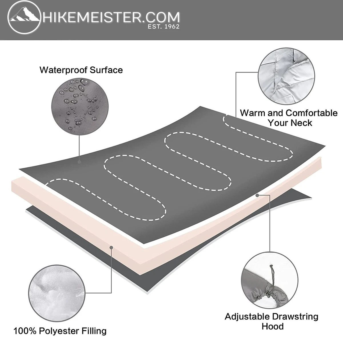 Meisterhome® Mummy Slaapzak - Kamperen - Antraciet - Ca. 220 X 75 Cm - Incl. Draagtas 5 Meisterhome® Mummy Slaapzak - Kamperen - Antraciet - Ca. 220 X 75 Cm - Incl. Draagtas - Afbeelding 3