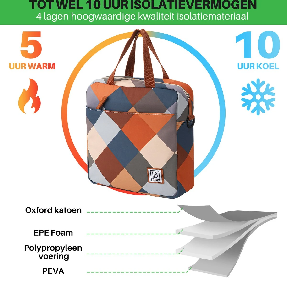 Brisby 4 Laags Geïsoleerde Koeltas - Lunchtas 7 Liter - Blok 9 Brisby 4 Laags Geïsoleerde Koeltas - Lunchtas 7 Liter - Blok - Afbeelding 7