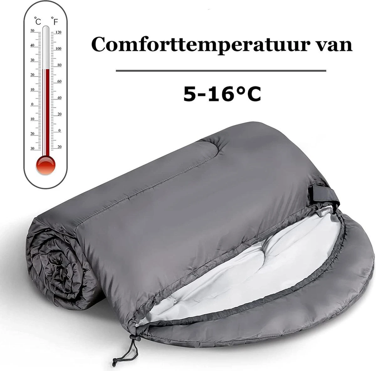 Meisterhome® Mummy Slaapzak - Kamperen - Antraciet - Ca. 220 X 75 Cm - Incl. Draagtas 4 Meisterhome® Mummy Slaapzak - Kamperen - Antraciet - Ca. 220 X 75 Cm - Incl. Draagtas - Afbeelding 2