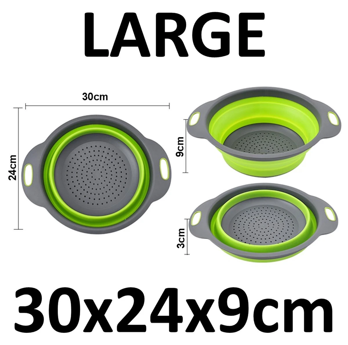 Merkloos Inklapbare Vergiet - Opvouwbaar - Groot - Blauw - Siliconen 9 Merkloos Inklapbare Vergiet - Opvouwbaar - Groot - Blauw - Siliconen - Afbeelding 7