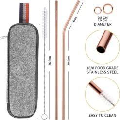 House Of Husk Reisbestek - Reis Bestekset - Chopsticks - Metalen Rietjes Met Borstel - Lepel - Vaatwasserbestendig - RVS - 7 Delig - Rose Goud -Buitenkampeer Winkel 1200x1193