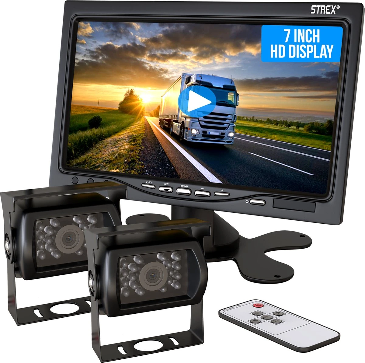 Strex Achteruitrijcamera Set Bedraad Met 2 Camera's (tegelijk Bekijken) - 7" Scherm - 18LED Nachtzicht 15m - IP67 Waterdicht - Achteruitrij Camera 3 Strex Achteruitrijcamera Set Bedraad Met 2 Camera's (tegelijk Bekijken) - 7" Scherm - 18LED Nachtzicht 15m - IP67 Waterdicht - Achteruitrij Camera