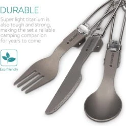 Navaris Campingbestek Van Titanium - Set Met Vork, Mes En Lepel - Inklapbaar - Bestekset Voor Onderweg - Inclusief Karabijnhaak En Bewaarzakje -Buitenkampeer Winkel 1200x1195 1