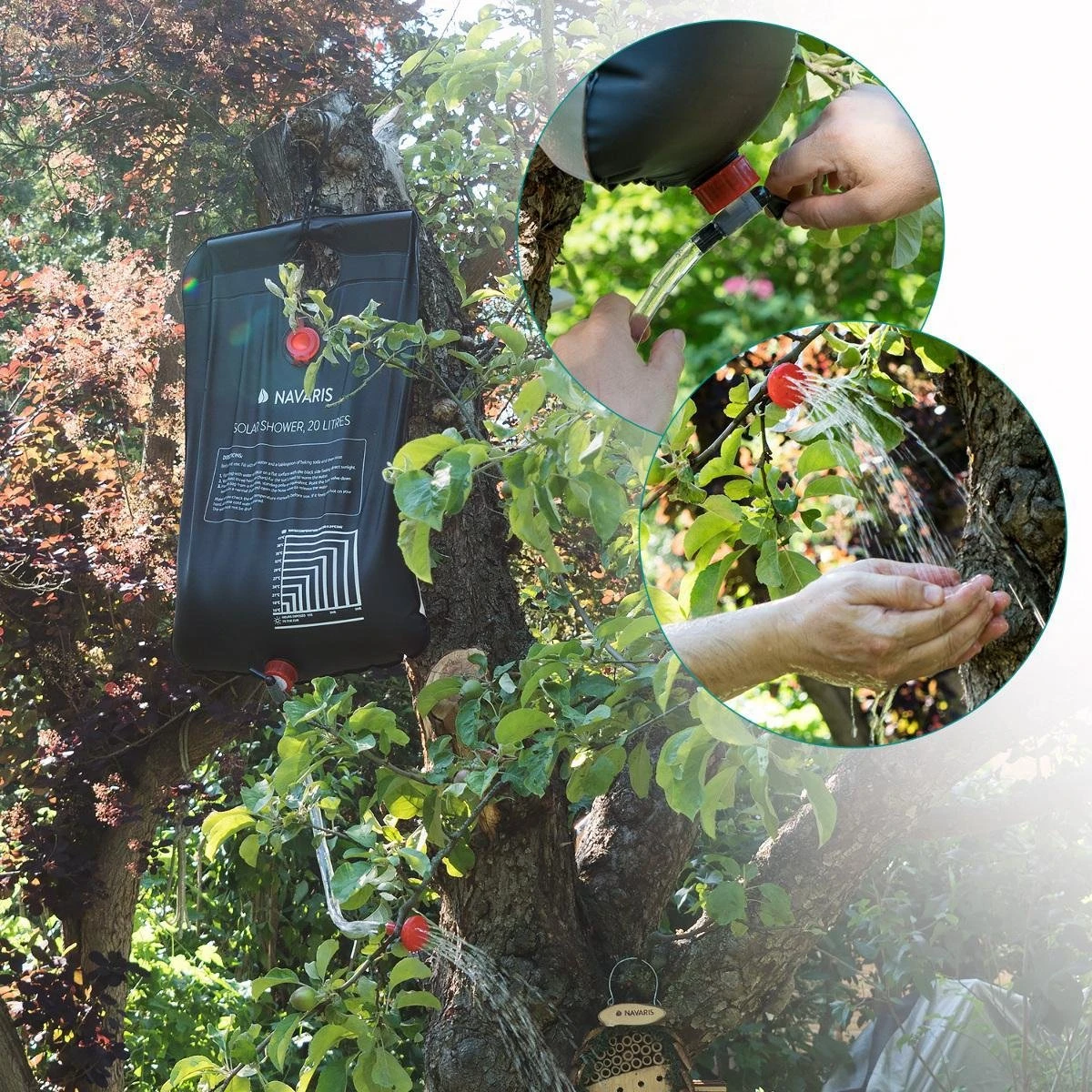Navaris Campingdouche Op Zonne-energie - 20 Liter - Verwarmbare Camping Douchezak Met Douchekop, Slang En Kraan - Ideaal Voor Reizen En Kamperen 6 Navaris Campingdouche Op Zonne-energie - 20 Liter - Verwarmbare Camping Douchezak Met Douchekop, Slang En Kraan - Ideaal Voor Reizen En Kamperen - Afbeelding 4