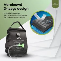 Needventure Solar Douche - Camping Douchezak - Buiten Douche - Tuindouche - Inclusief Thermometer - Waterzak Met Douchekop - 20L - Zwart -Buitenkampeer Winkel 1200x1200 1033