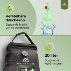 Needventure Solar Douche - Camping Douchezak - Buiten Douche - Tuindouche - Inclusief Thermometer - Waterzak Met Douchekop - 20L - Zwart -Buitenkampeer Winkel 1200x1200 1034