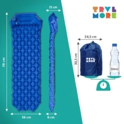 TRVLMORE Slaapmat - Zelfopblazend - 1 Persoons - Ingebouwde Pomp En Kussen - Blauw -Buitenkampeer Winkel 1200x1200 1084