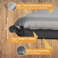 Skandika Easy Single Zelfopblaasbaar Slaapmat – Slaapmat – Slaapmat Zelfopblazend – Logeerbed – Polyester, PVC - Premium Zelfopblazend Luchtbed, Antislip-materiaal, Ideaal Voor Camping – Outdoor, Camping – Kamperen – 196 X 60 X 10 Cm – 3.2kg - Grijs -Buitenkampeer Winkel 1200x1200 1109