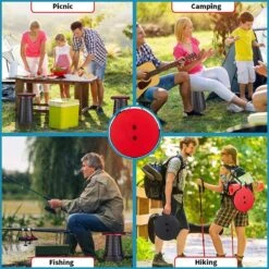 Kampeerkruk - Uitschuifbare Kruk - Rood/Zwart- Tot 120 Kg - Travel Stool - Opvouwbare Campingkruk - Inklapbaar Krukje - Telescopische Kruk - Camping - Outdoor -Buitenkampeer Winkel 1200x1200 223