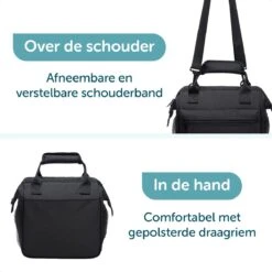 ForDig Lunchtas Zwart - Koeltas Gemaakt Van 600D Polyester Met PEVA-Voering - Ruimte Voor Lunchtrommel / Snacks / Blikjes - Koel Tas Met Mesh Opbergruimtes En Ruimte Voor Bestek - Lunch Tas Cool Bag - Coolerbag - Kleine Cooler -Buitenkampeer Winkel 1200x1200 242