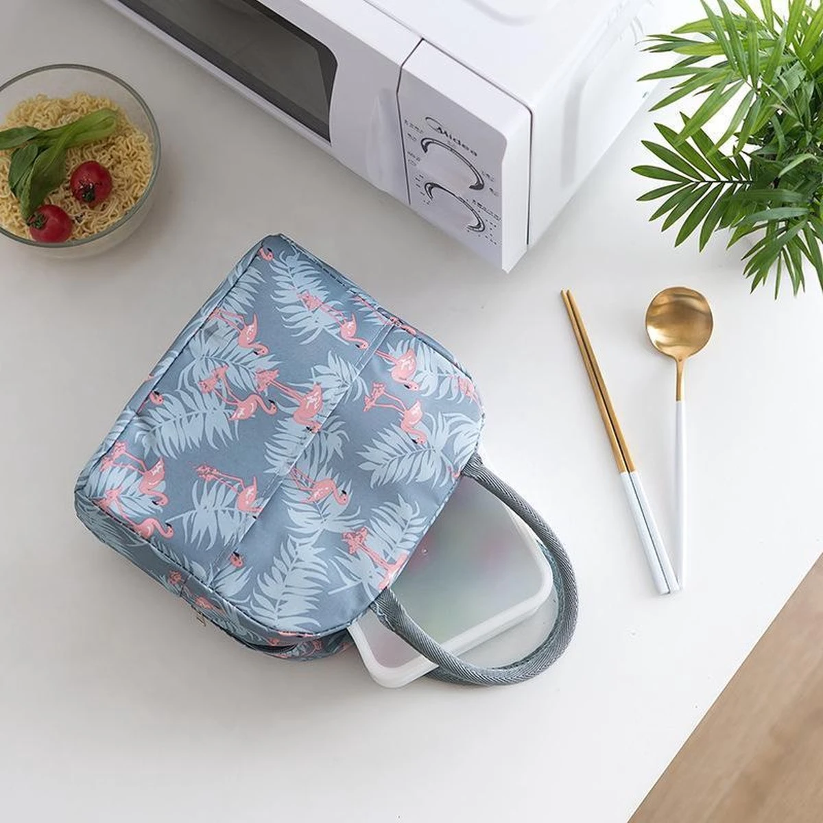 Koeltas - Lunchtas - Volwassenen En Kinderen - Compact & Handig: Zomer - Picknick -School - Lunch - Werk - Grijs Flamingo 11 Koeltas - Lunchtas - Volwassenen En Kinderen - Compact & Handig: Zomer - Picknick -School - Lunch - Werk - Grijs Flamingo - Afbeelding 9