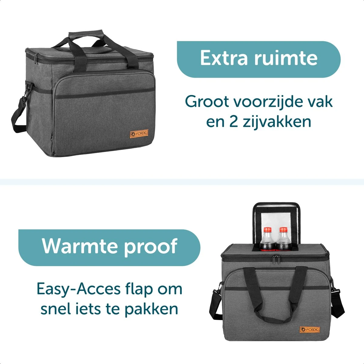ForDig Koeltas XL Zwart (30 Liter) - Gemaakt Van 600D Polyester Met PEVA-Voering - Ruimte Voor 40 Blikjes Of 20 Halve Liter Flessen - Opvouwbaar Koel Tas Met Easy-Acces Flap - Ruimte Voor Bestek - Picknick Cool Bag - Coolerbag - Grote Cooler 7 ForDig Koeltas XL Zwart (30 Liter) - Gemaakt Van 600D Polyester Met PEVA-Voering - Ruimte Voor 40 Blikjes Of 20 Halve Liter Flessen - Opvouwbaar Koel Tas Met Easy-Acces Flap - Ruimte Voor Bestek - Picknick Cool Bag - Coolerbag - Grote Cooler - Afbeelding 5