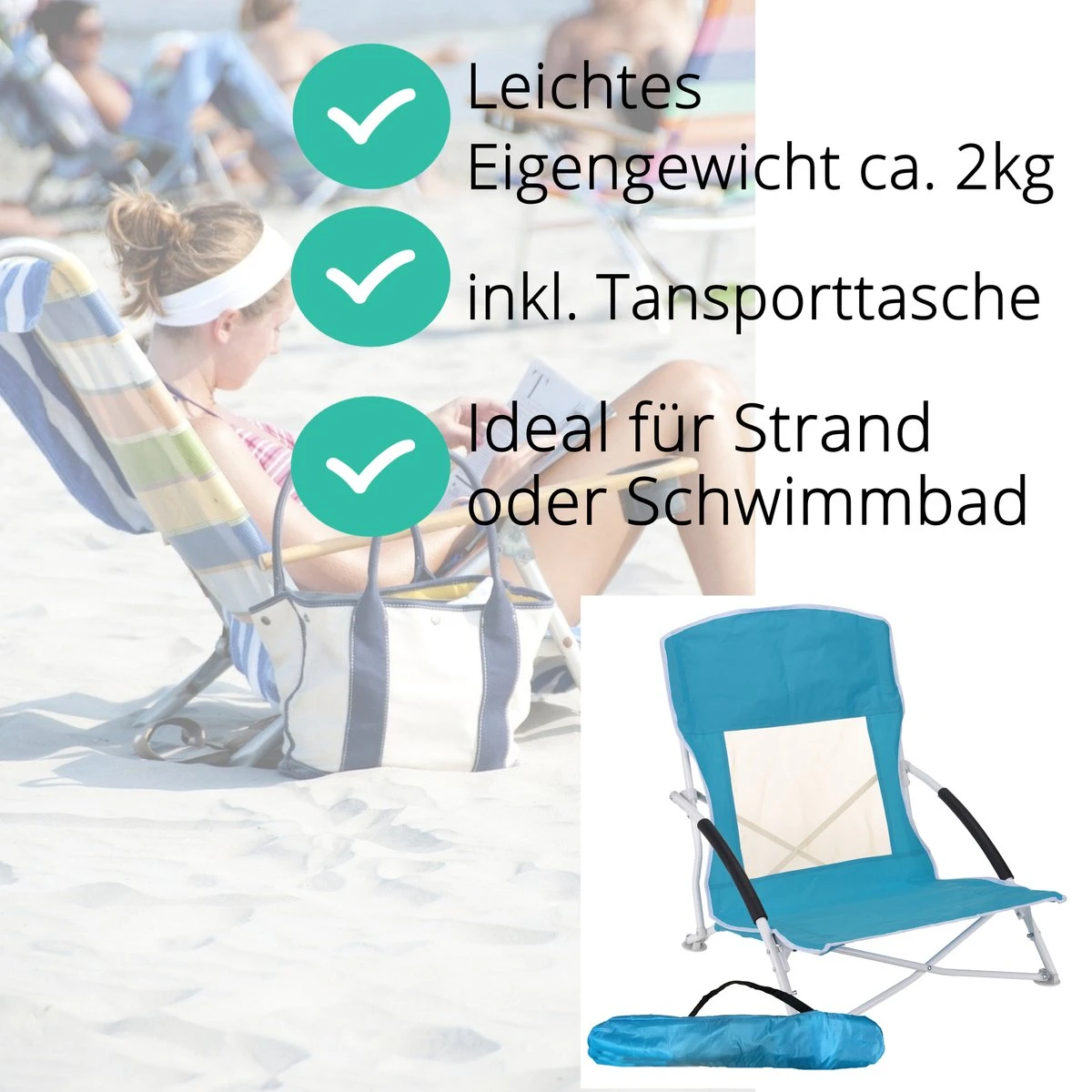 JEMIDI Lichtgewicht Inklapbare Draagbare Strandstoel - Opvouwbare Campingstoel Met Draagtas - Ademend En Comfortabel 4 JEMIDI Lichtgewicht Inklapbare Draagbare Strandstoel - Opvouwbare Campingstoel Met Draagtas - Ademend En Comfortabel - Afbeelding 2