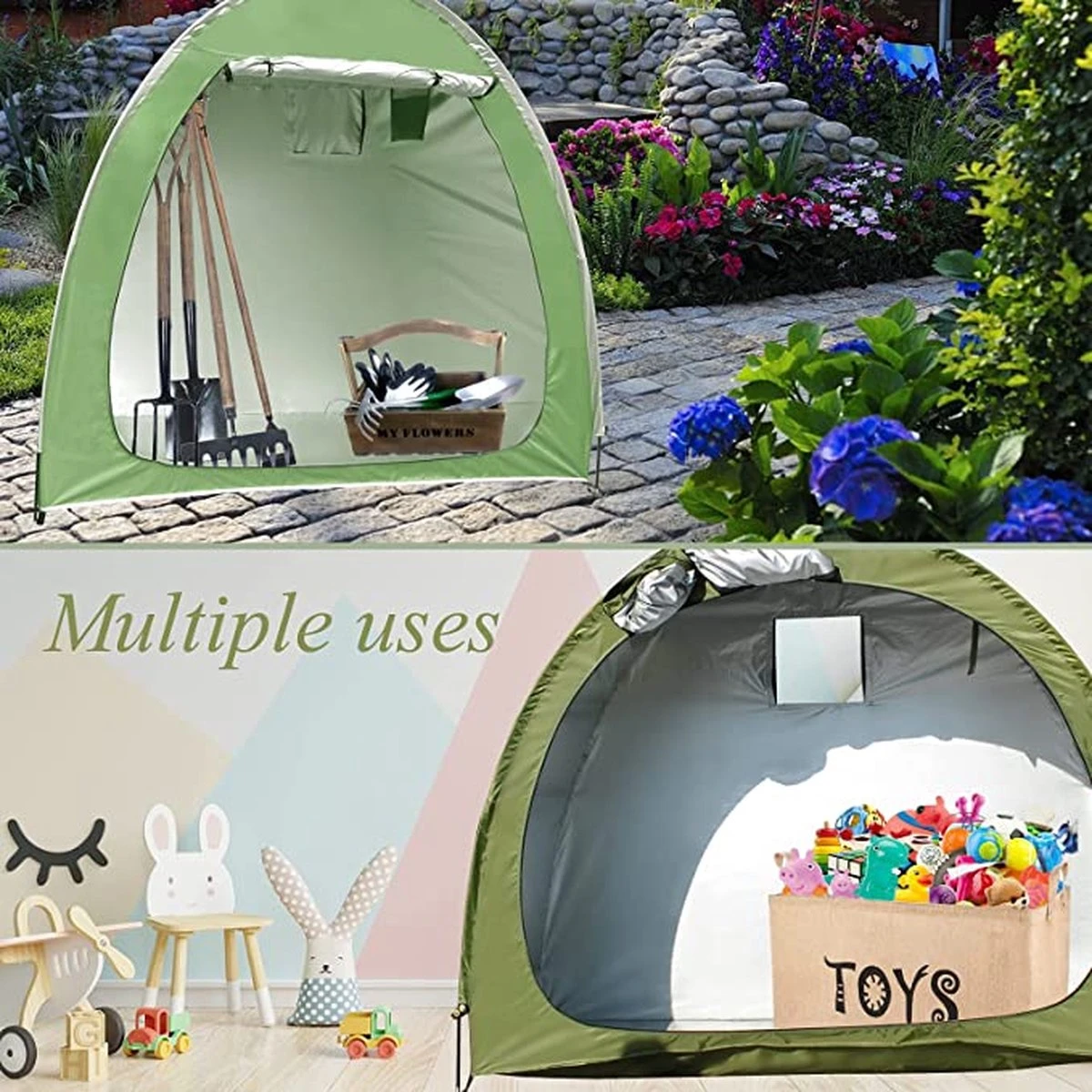 Merkloos Fietstent, Beschermhoes Fietsenschuur, Tent Voor Camping In De Open Lucht-groen 200*80*165CM 10 Merkloos Fietstent, Beschermhoes Fietsenschuur, Tent Voor Camping In De Open Lucht-groen 200*80*165CM - Afbeelding 8