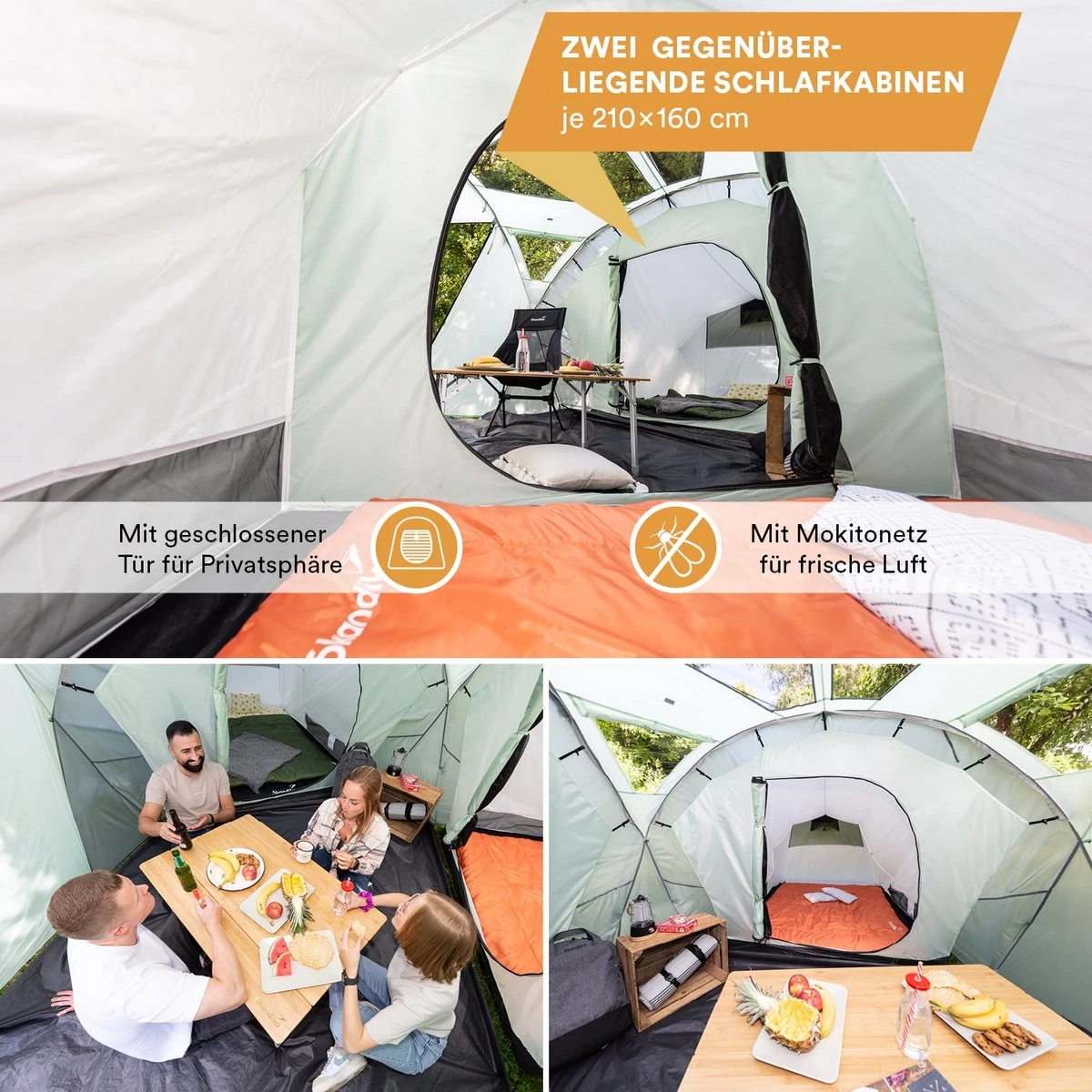 Skandika Bern 4 Koepeltent - Koepeltent - Tenten - 4 Persoons Kampeertent Met Panoramisch Dakraam, 2 Slaapcabines, Grondzeil, 210 Cm Stahoogte, Waterdicht, 4000 Mm Waterkolom - Grote Outdoor Familie Tent, Kampeertent - Grijs 4 Skandika Bern 4 Koepeltent - Koepeltent - Tenten - 4 Persoons Kampeertent Met Panoramisch Dakraam, 2 Slaapcabines, Grondzeil, 210 Cm Stahoogte, Waterdicht, 4000 Mm Waterkolom - Grote Outdoor Familie Tent, Kampeertent - Grijs - Afbeelding 2