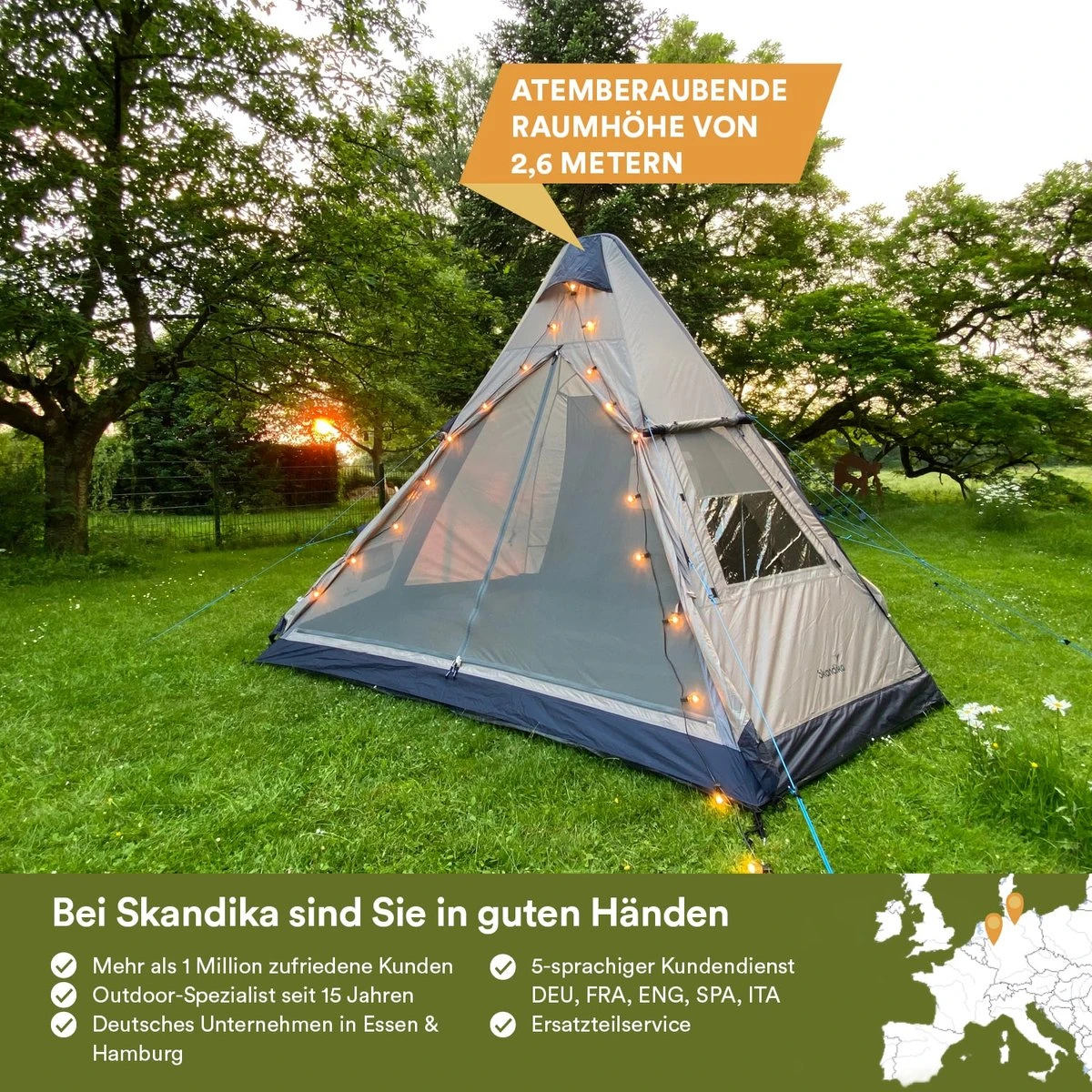 Skandika Tipi Kotona Air Opblaasbare Tent – Opblaasbare Tenten - 4 Persoons Tipi Tent – Tenten - Campingtent – Ingenaaide Tentvloer – Muggengaas – 260 Cm Stahoogte – 490 X 370 X 260 (L X B X H) – Outdoor, Camping, Tuin – Luchttent - Kamperen - Beige 9 Skandika Tipi Kotona Air Opblaasbare Tent – Opblaasbare Tenten - 4 Persoons Tipi Tent – Tenten - Campingtent – Ingenaaide Tentvloer – Muggengaas – 260 Cm Stahoogte – 490 X 370 X 260 (L X B X H) – Outdoor, Camping, Tuin – Luchttent - Kamperen - Beige - Afbeelding 7