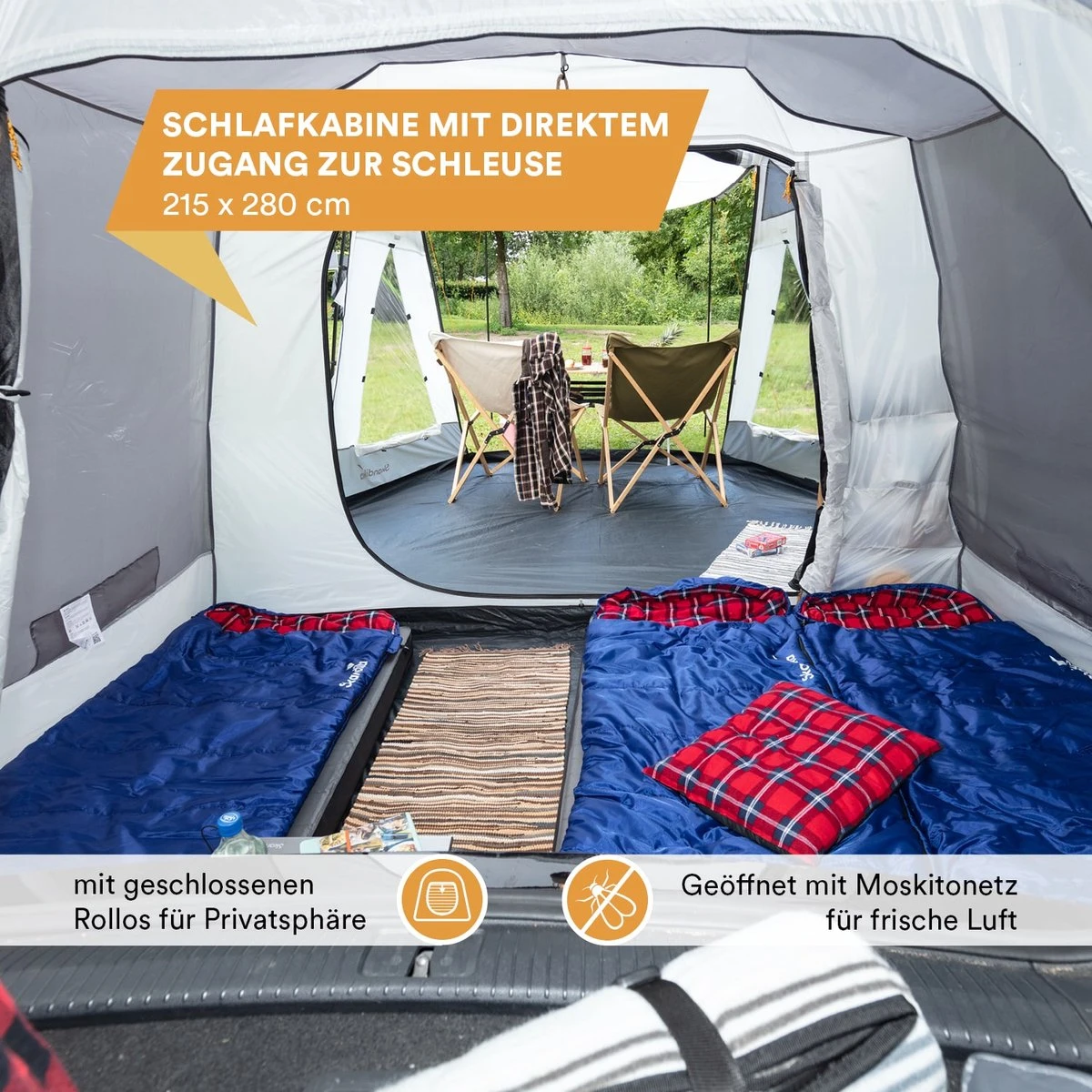 Skandika Pitea XL UP Tent – Koepeltenten - Autotent – 4 Persoons Campingtent Voor SUV, Caddy, Auto, CUV – Vrijstaand – Met/zonder Slaapcabine – Max. Stahoogte 200 Cm – Waterdicht Met 3000mm Waterkolom - 515 X 300 X 200 Cm (LxBxH) – Kamperen - Grijs 5 Skandika Pitea XL UP Tent – Koepeltenten - Autotent – 4 Persoons Campingtent Voor SUV, Caddy, Auto, CUV – Vrijstaand – Met/zonder Slaapcabine – Max. Stahoogte 200 Cm – Waterdicht Met 3000mm Waterkolom - 515 X 300 X 200 Cm (LxBxH) – Kamperen - Grijs - Afbeelding 3