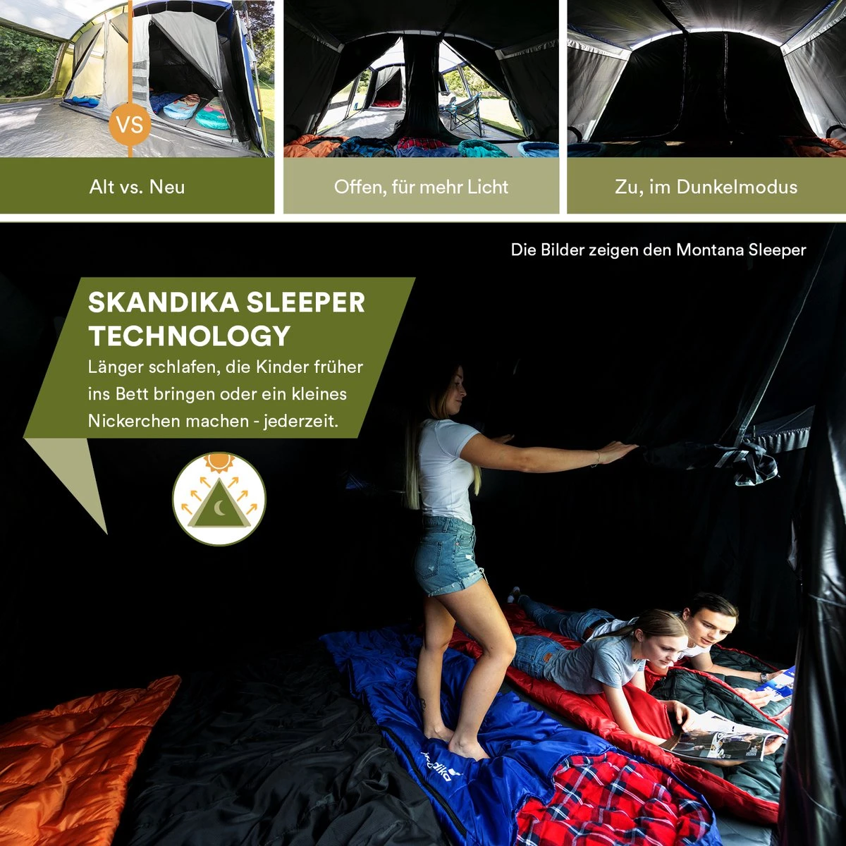 Skandika Nimbus Sleeper 12 Tent – Koepeltenten – 12 Persoons Familietent - Campingtent – Muggengaas – Sleeper Technology (3 Extra Donkere Slaapcabines) – 760 X 630 X 215 Cm (LxBxH) – 5000 Mm Waterkolom – Camping, Tuin – Kamperen – Blauw/wit 5 Skandika Nimbus Sleeper 12 Tent – Koepeltenten – 12 Persoons Familietent - Campingtent – Muggengaas – Sleeper Technology (3 Extra Donkere Slaapcabines) – 760 X 630 X 215 Cm (LxBxH) – 5000 Mm Waterkolom – Camping, Tuin – Kamperen – Blauw/wit - Afbeelding 3
