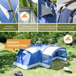 Skandika Nimbus Sleeper 12 Tent – Koepeltenten – 12 Persoons Familietent - Campingtent – Muggengaas – Sleeper Technology (3 Extra Donkere Slaapcabines) – 760 X 630 X 215 Cm (LxBxH) – 5000 Mm Waterkolom – Camping, Tuin – Kamperen – Blauw/wit 20 Skandika Nimbus Sleeper 12 Tent – Koepeltenten – 12 Persoons Familietent - Campingtent – Muggengaas – Sleeper Technology (3 Extra Donkere Slaapcabines) – 760 X 630 X 215 Cm (LxBxH) – 5000 Mm Waterkolom – Camping, Tuin – Kamperen – Blauw/wit -Buitenkampeer Winkel 1200x1200 495